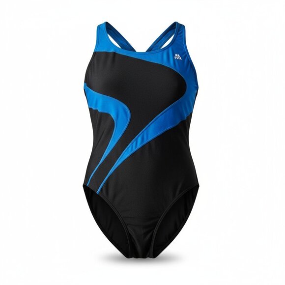 TYR Black & Blue One-Piece Swimsuit Size 38 | Athletic Swimwear Racerback - Picture 1 of 6